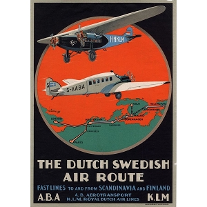 BLUESHAKER POSTER DUTCH SWEDISH AIR ROUTE<br>