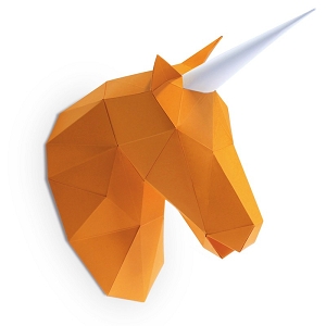 AGENT PAPER PETITE LICORNE EN PAPIER 3D<br>Orange