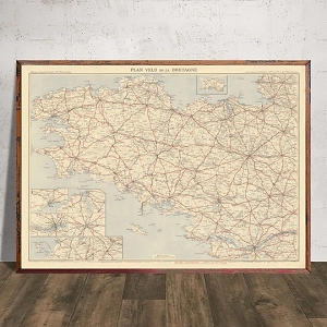 CARTOPOLO BAZEEK CARTE BRETAGNE A VELO 1898 50X70<br>.