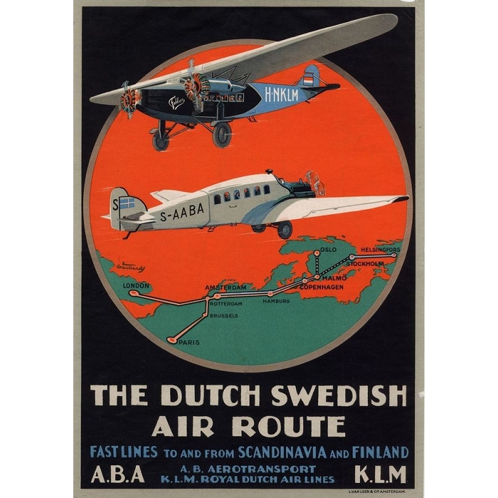 Blueshaker poster dutch swedish air route 