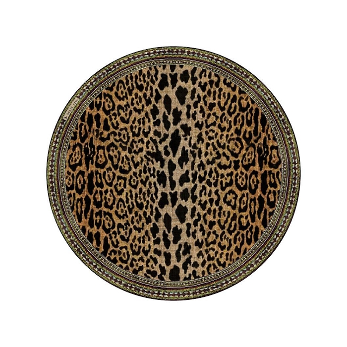 Beija flor set table rond fringe leopard