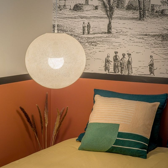 Sur Rail La Case De Cousin Paul Suspension Globe Havane 31/38/50cm - Abat-jour Tissé Main - Luminaire Design Pour Chambre, Salon, Salle à Manger - Style Bohème Chic Abat Jour Plafond
