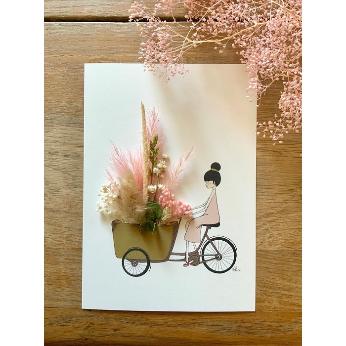 Nelia illustration affichette fleurie a bicyclette 