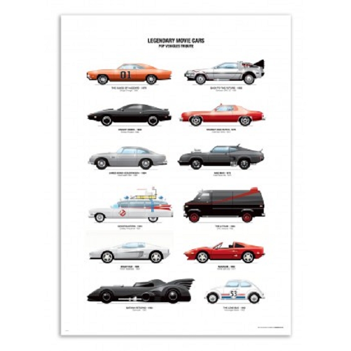 Wall edition poster legendary movie cars 