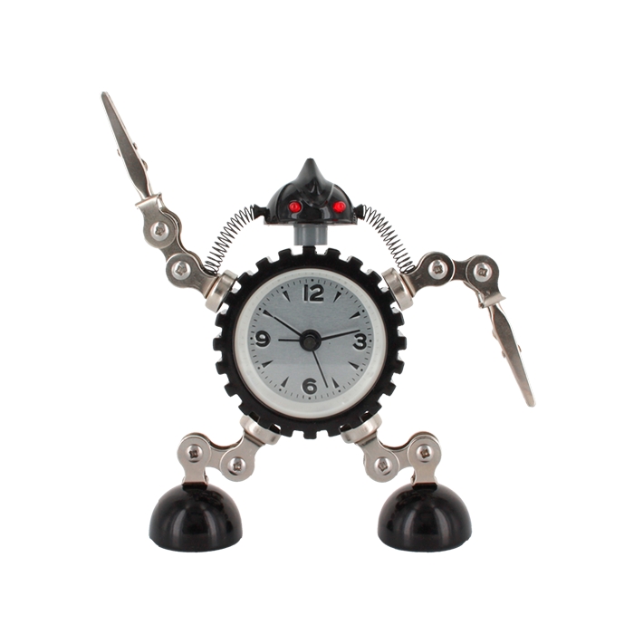 Pylones robotclock reveil robot noir