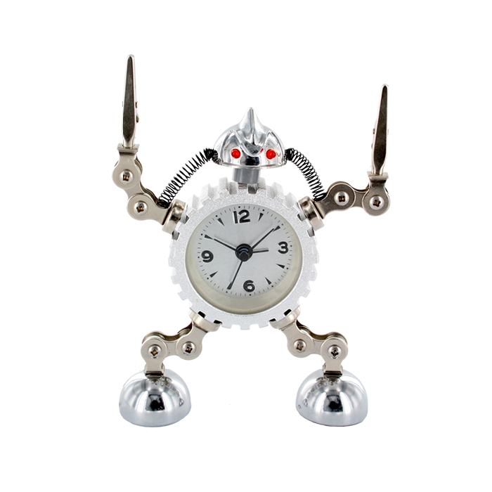 Pylones robotclock reveil robot argent