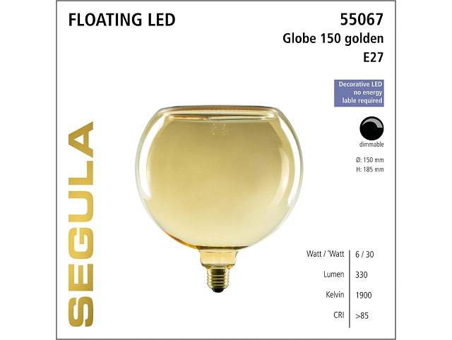 Segula quality leds bvb led floating globe 150 golden 6 watt 2859101_4