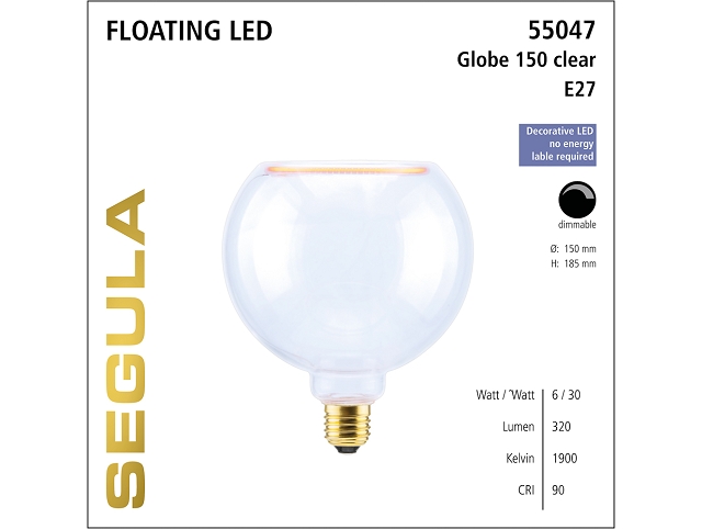 Segula quality leds bvb led floating globe 150 clear 6 watt 2859401_4