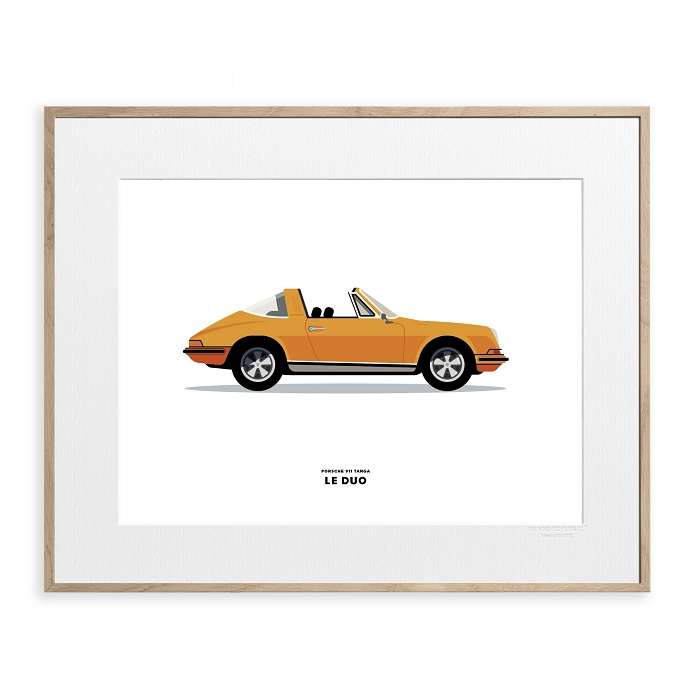 Image republic poster duo porsche 911 targa orange