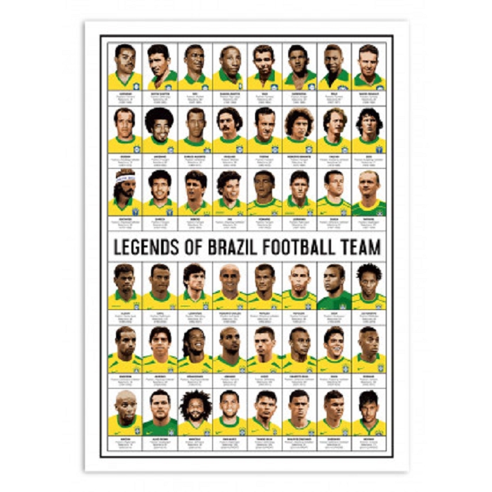 Wall edition poster legends of brazil football 