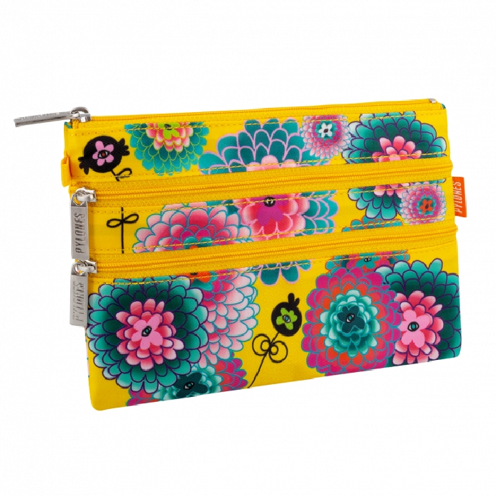 Pylones zip pouch pochette 3 zip dahlia