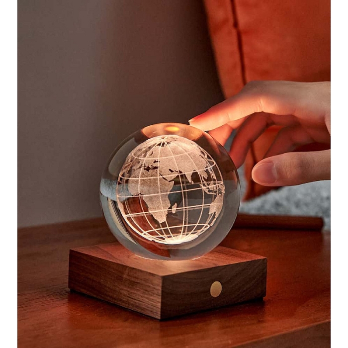 Gingko amber crystal light world globe