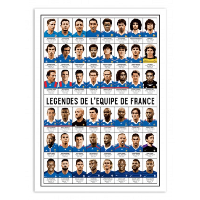 Wall edition poster legendes de lequipe de france 