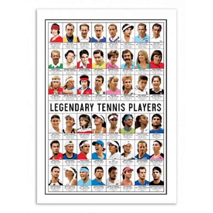 Wall edition poster legendary tennis players 